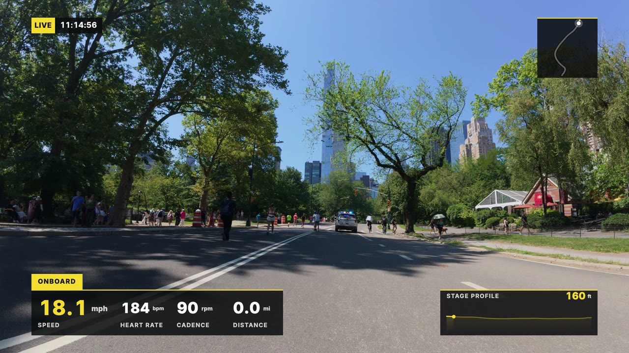 Broadcast look: gauges over a Central Park bike ride